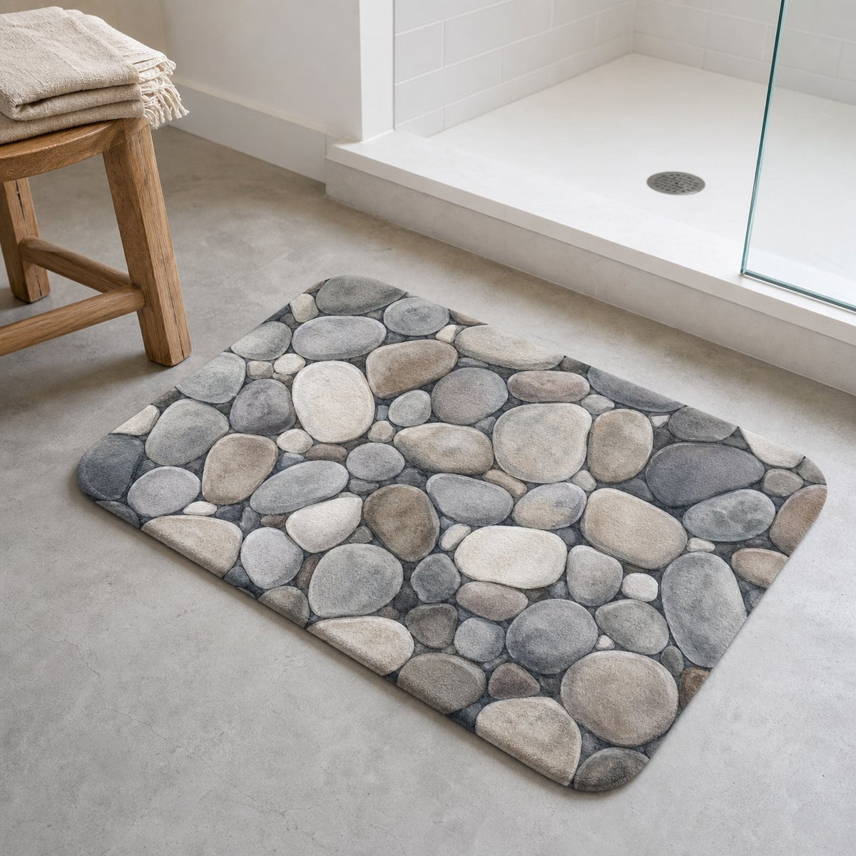River Pebbles Bath Mat, image 1