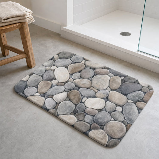 River Pebbles Bath Mat, image 1