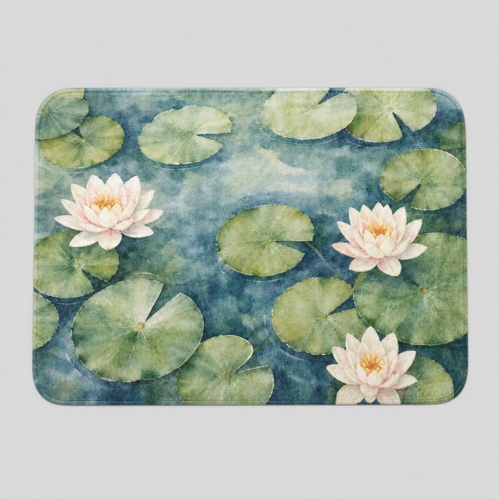 Lily Pond bath mat, seen from above