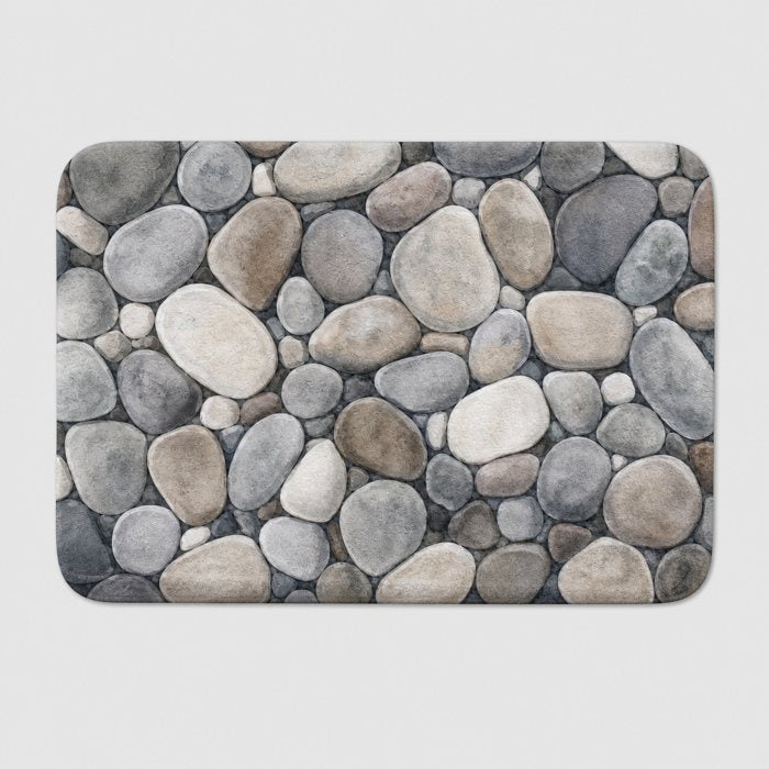 River Pebbles bath mat, seen from above
