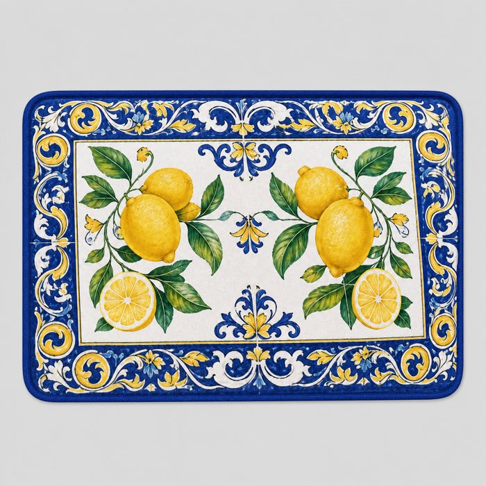 Majolica Lemon bath mat, seen from above